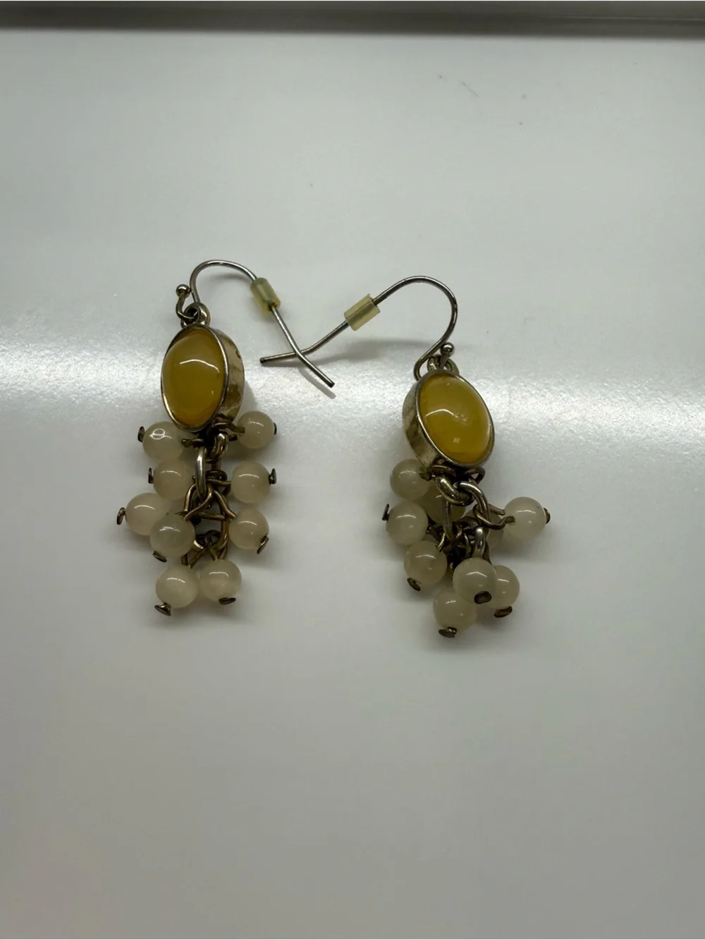 LOFT Yellow and Cream Cluster Drop Earrings